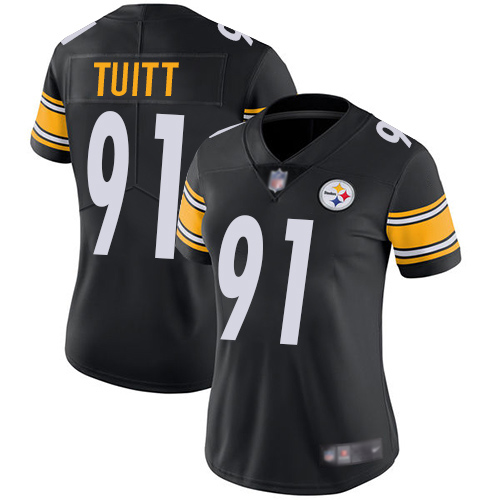Women Pittsburgh Steelers Football 91 Limited Black Stephon Tuitt Home Vapor Untouchable Nike NFL Jersey